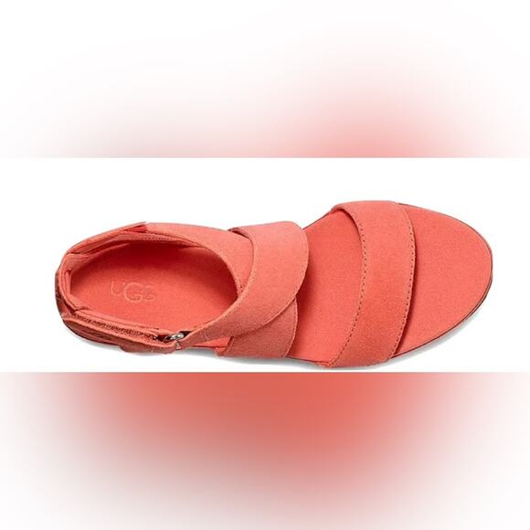 UGG ILEANA Suede Espadrilles in vibrant coral Size 8 - Picture 3 of 6